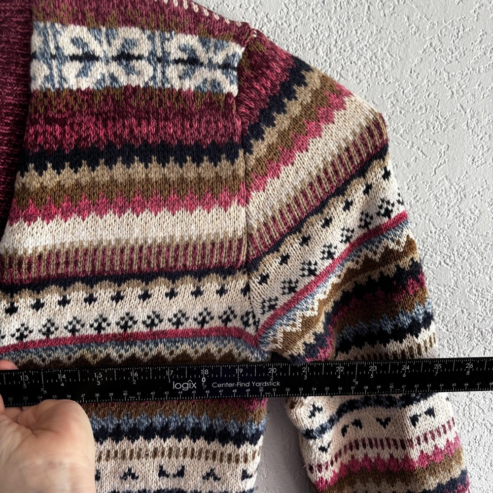Sundance Cardigan Sweater Womens Small Multicolor Fair Isle Knit Button Pockets - Picture 6 of 7